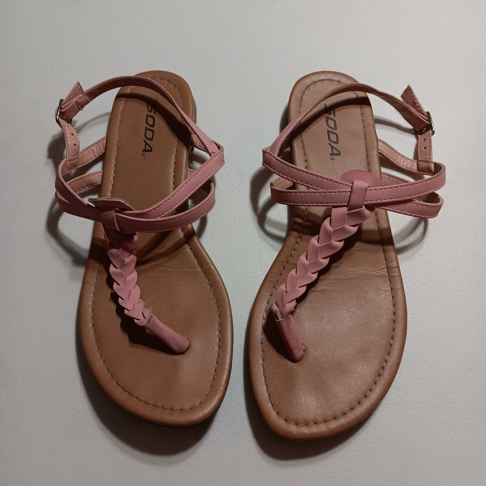 Soda Women's Pink Braided Sandals